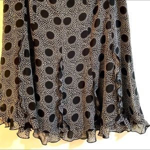 LOFT black,white, polka dots and ruffles